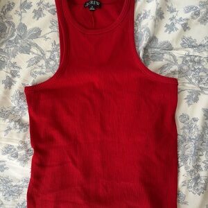 J. Crew Red Ribbed Sleeveless Tank Top